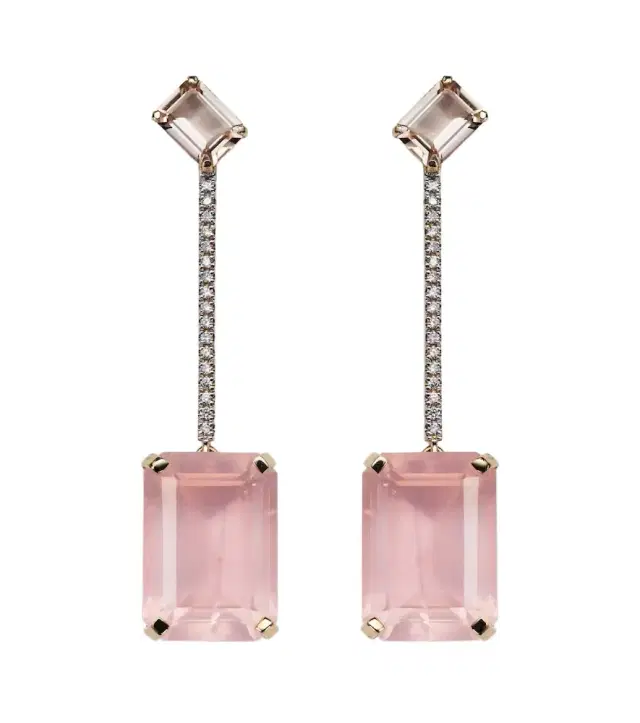 Mateo 14kt gold earrings with morganite, quartz and diamonds