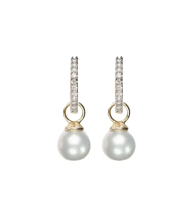 Mateo 14kt gold earrings with diamonds and detachable pearls