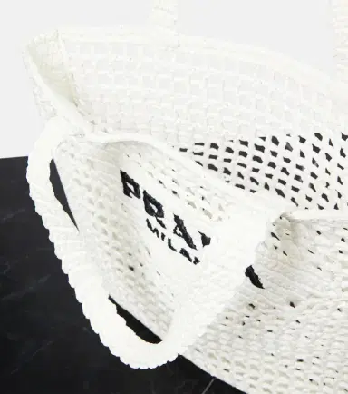 Prada Small raffia-effect crochet shopper | Thumbnail 2