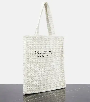 Prada Small raffia-effect crochet shopper | Thumbnail 3