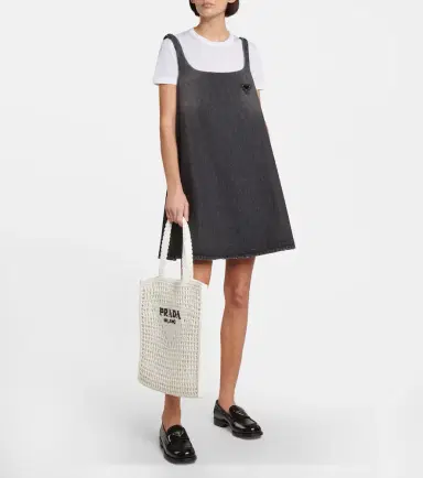 Prada Small raffia-effect crochet shopper | Thumbnail 4