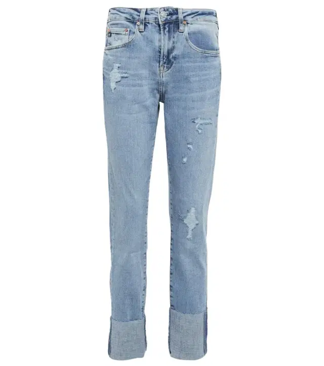 Cuffed straight jeans