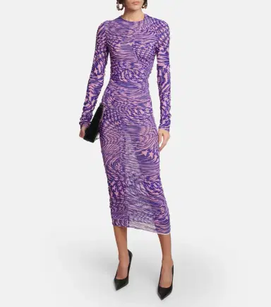 Mugler Ruched mesh midi dress | Thumbnail 3