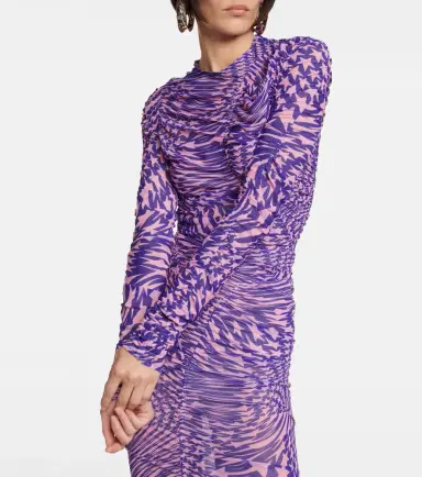 Mugler Ruched mesh midi dress | Thumbnail 4