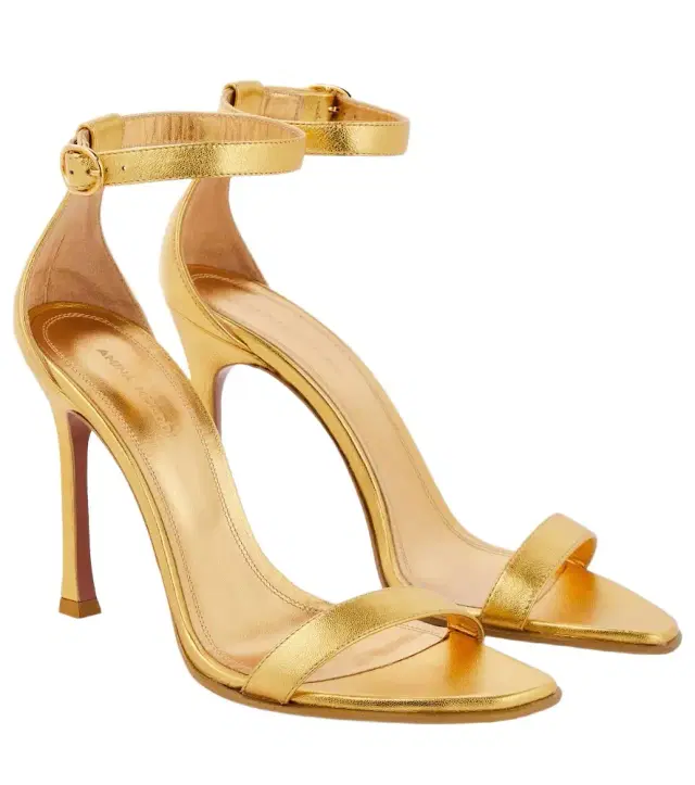 Amina Muaddi Kim metallic leather sandals
