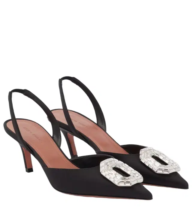 Amina Muaddi Camelia satin slingback pumps