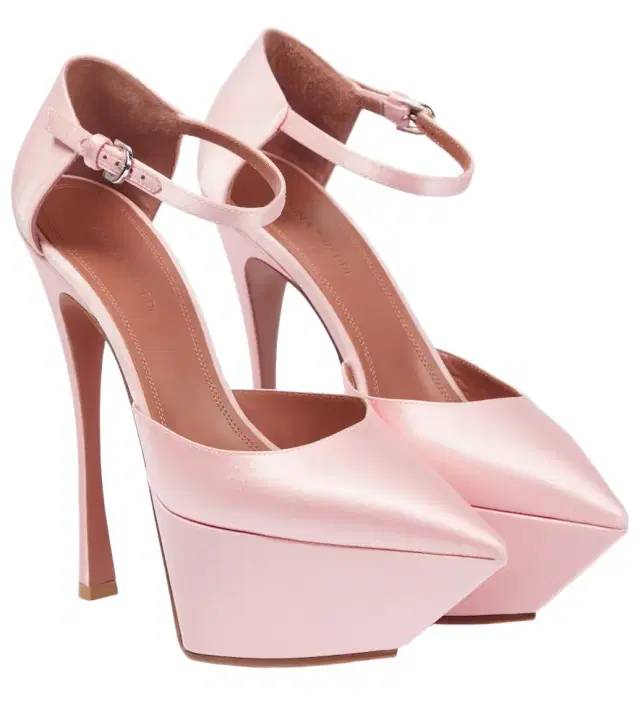 Amina Muaddi Angelica satin platform pumps