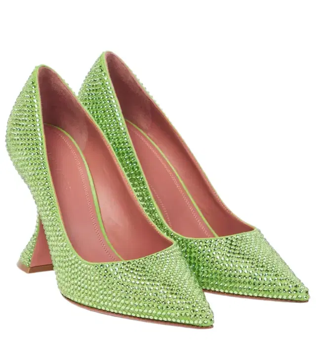 Amina Muaddi Ami embellished leather pumps