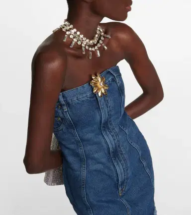Area Mussel Flower denim minidress | Thumbnail 4