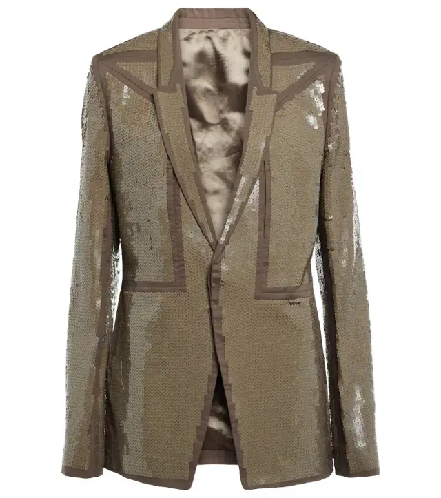Rick Owens Sequined single-breasted cotton blazer