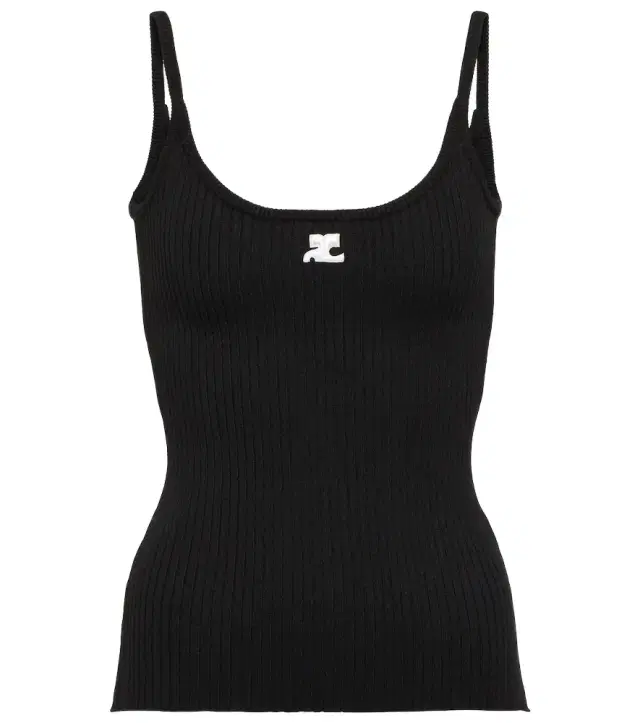 Courrèges Logo ribbed-knit tank top