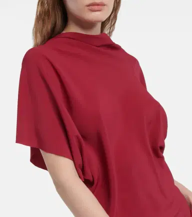 Rick Owens Asymmetrical silk-blend top | Thumbnail 3