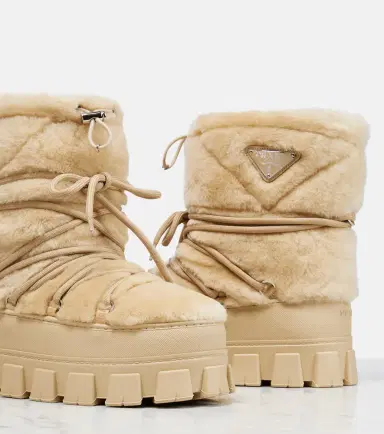 Prada Shearling and leather snow boots | Thumbnail 4