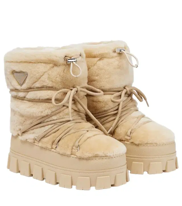 Prada Shearling and leather snow boots