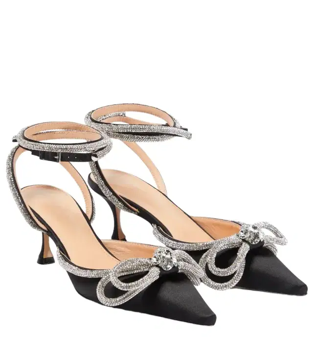 Mach & Mach Double Bow 65 embellished satin pumps