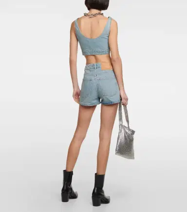 Rabanne Stud-embellished denim bra top | Thumbnail 3