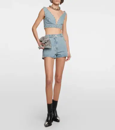 Rabanne Stud-embellished denim bra top | Thumbnail 4