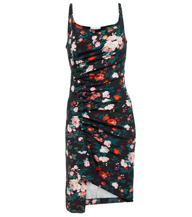 Rabanne Floral ruched jersey minidress