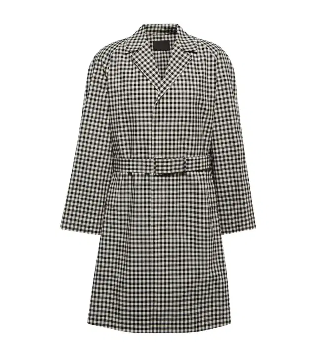 Checked cotton trench coat