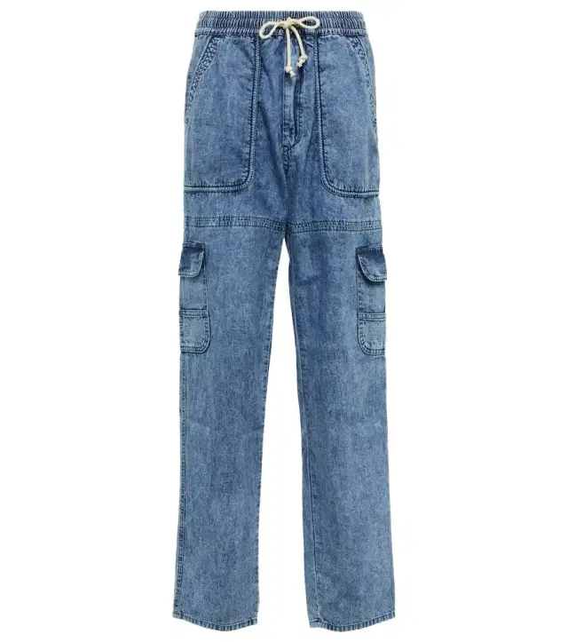 Marant Etoile Viamao straight cotton chambray pants