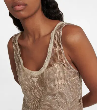 Prada Crystal-embellished mesh minidress | Thumbnail 4