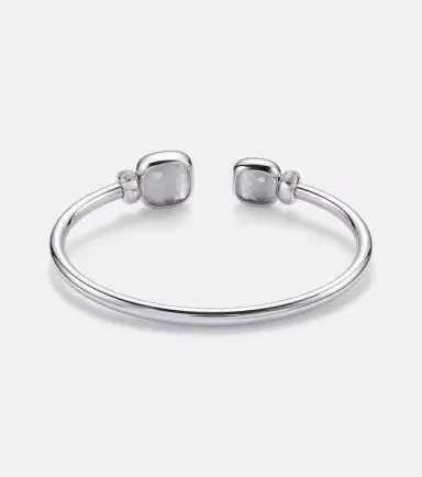 Pomellato Nudo 18kt white gold cuff bracelet with topaz and diamonds | Thumbnail 2