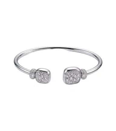 Pomellato Nudo 18kt white gold cuff bracelet with topaz and diamonds | Thumbnail 1