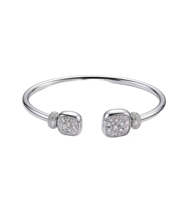 Pomellato Nudo 18kt white gold cuff bracelet with topaz and diamonds