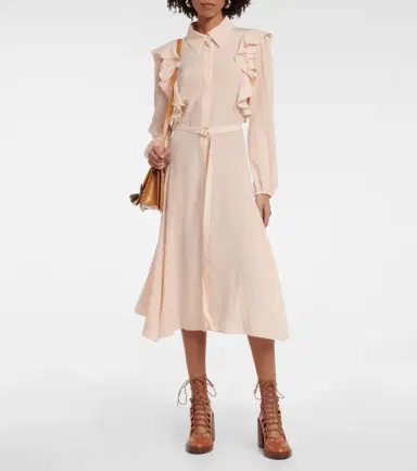 Chloe Chloé Ruffled silk shirt dress | Thumbnail 2