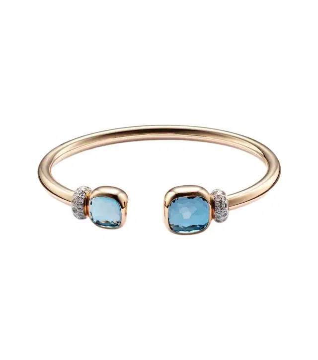 Pomellato Nudo 18kt rose gold cuff bracelet with topaz and diamonds