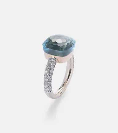 Pomellato Nudo 18kt white and rose gold ring with topaz and diamonds | Thumbnail 2