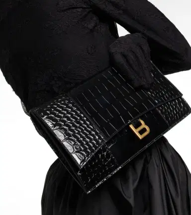 Balenciaga Hourglass Small croc-effect leather clutch | Thumbnail 2