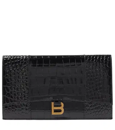 Balenciaga Hourglass Small croc-effect leather clutch | Thumbnail 1