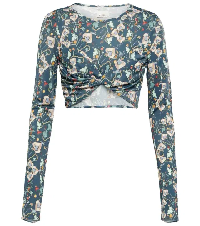 Isabel Marant Jinea floral jersey crop top