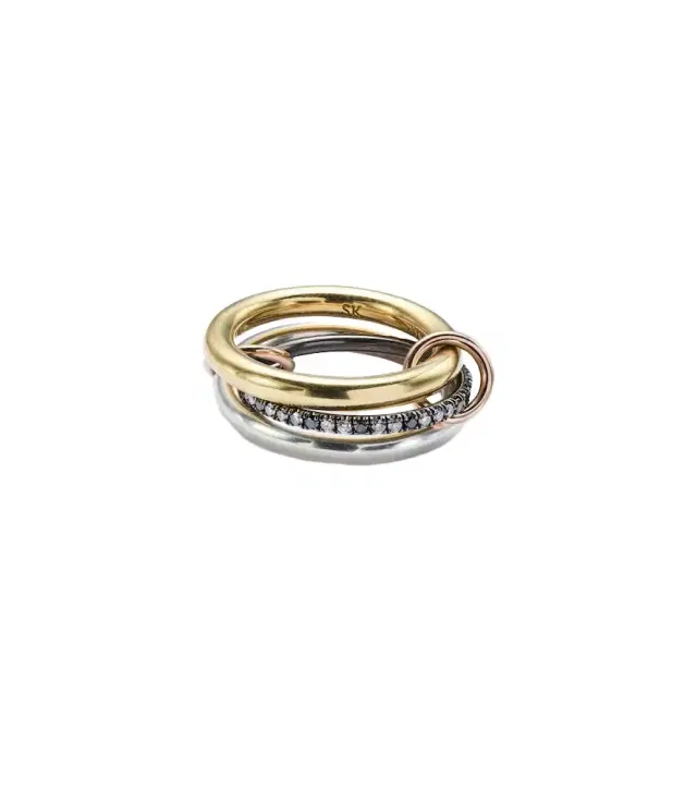 Libra 18kt gold and sterling silver rings with diamonds