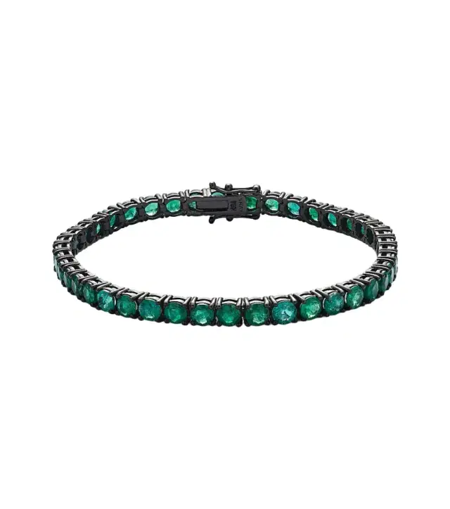 18kt black gold tennis bracelet with emeralds