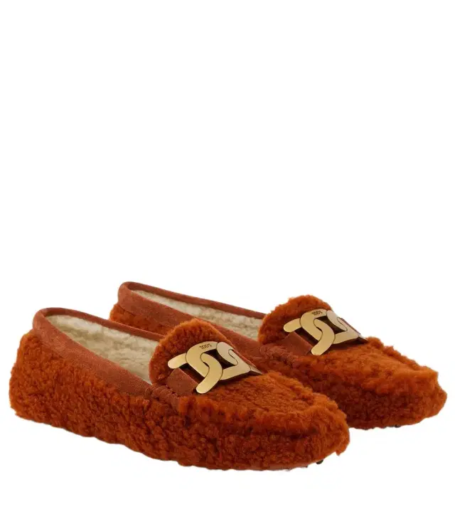 Tod's Embellished shearling loafers