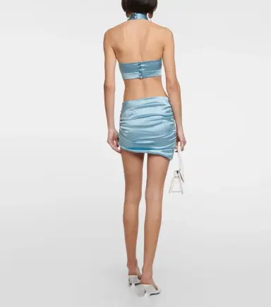 Alessandra Rich Asymmetric ruched satin miniskirt | Thumbnail 5