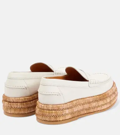 Tod's Leather and raffia platform loafers | Thumbnail 6