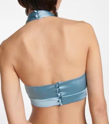 Alessandra Rich Ruched satin crop top | Thumbnail 3