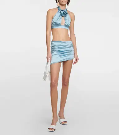 Alessandra Rich Ruched satin crop top | Thumbnail 5