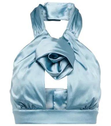 Alessandra Rich Ruched satin crop top | Thumbnail 1