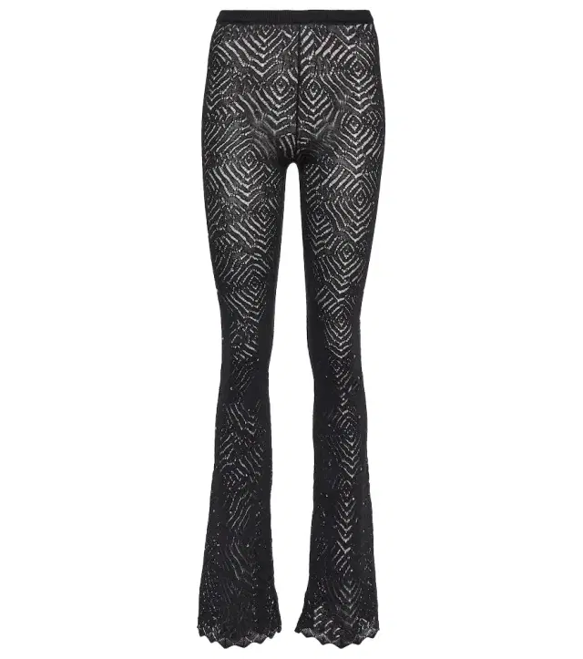 Alessandra Rich Embellished high-rise flared lace pants