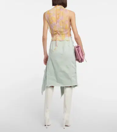 Dries Van Noten Distressed denim midi skirt | Thumbnail 3