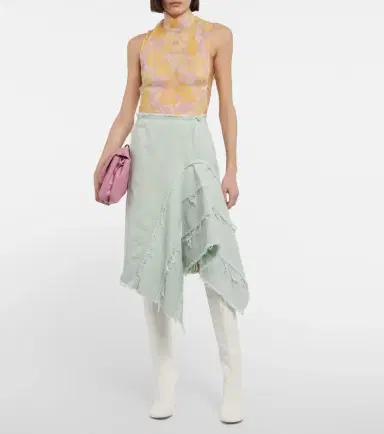 Dries Van Noten Distressed denim midi skirt | Thumbnail 5