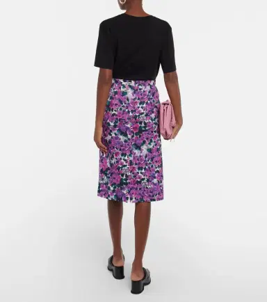 Dries Van Noten Floral croc-effect midi skirt | Thumbnail 2