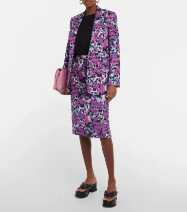 Dries Van Noten Floral croc-effect midi skirt | Thumbnail 3