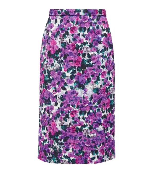 Dries Van Noten Floral croc-effect midi skirt