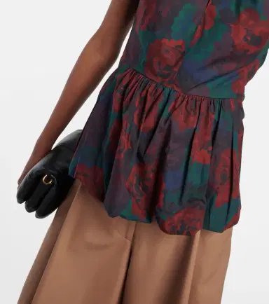 Dries Van Noten Floral peplum cotton poplin top | Thumbnail 4