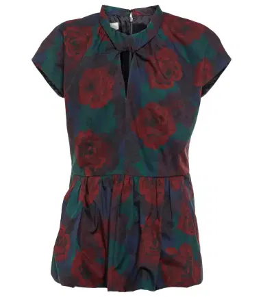 Dries Van Noten Floral peplum cotton poplin top | Thumbnail 1